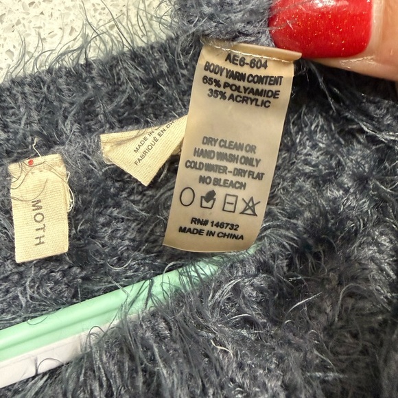 Moth by Anthropologie Charcoal Off-the-Shoulder Fuzzy Sweater - M - Picture 4 of 4